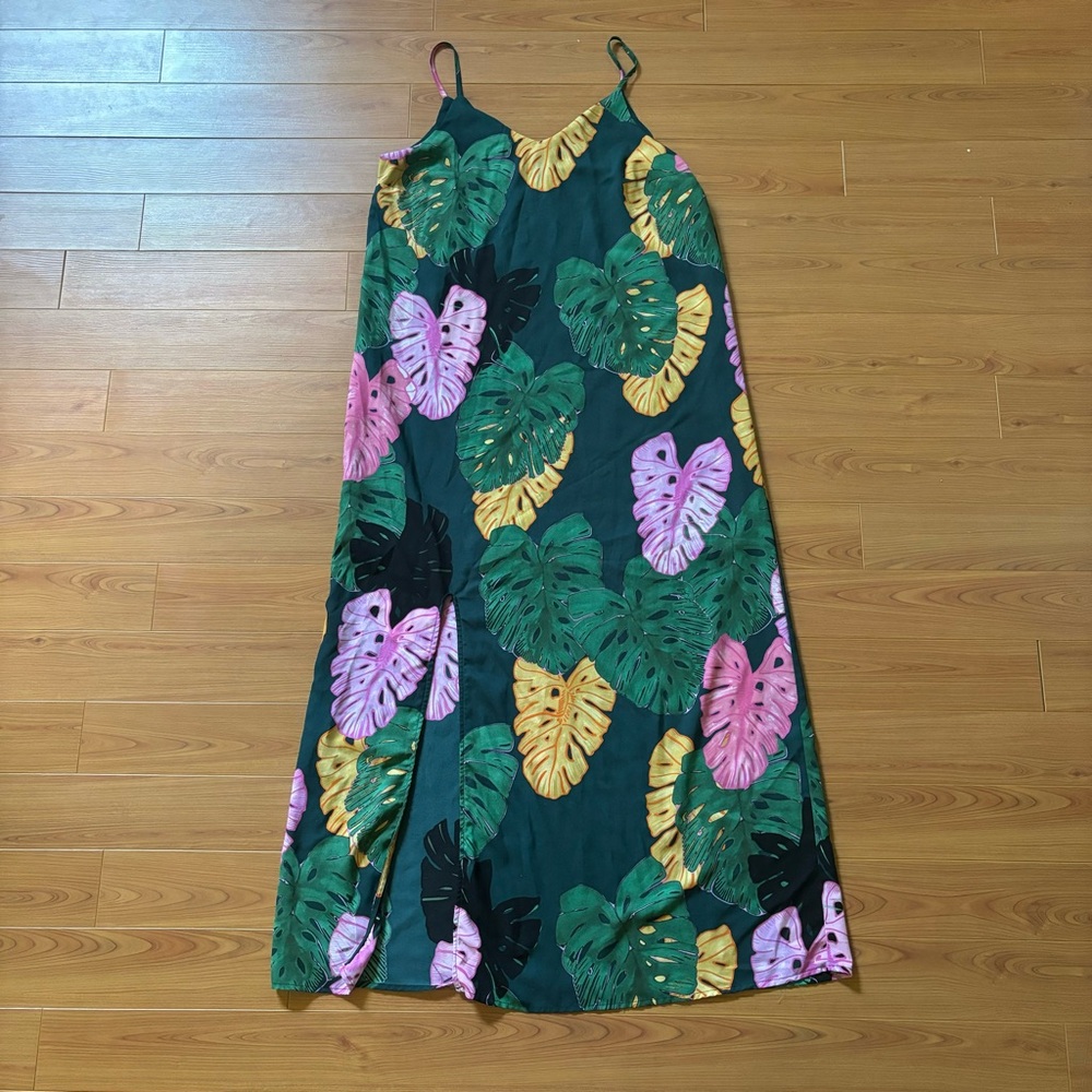 Monstera Print Maxi Dress